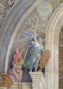 Twee engelen, detail van de linkerkant van de oostmuur in de Strozzi-kapel, c.1457-1502 door Filippino Lippi